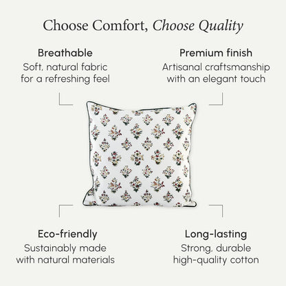 CPC 100% Cotton Throw Pillow Covers 18x18 Inch, Set of 2 Green Block Print Pattern Couch Pillow, Cute Boho Decorative Pillows for Living Room, Bedroom with Hidden Zipper- Agate Green