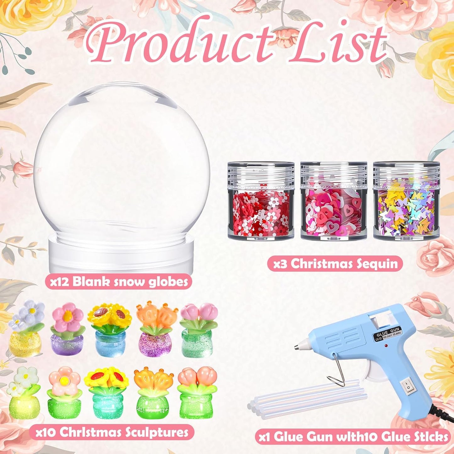12 Sets DIY Duck Snow Globe Kit for Kids, 12 Globe Bottles, Glow in The Dark Duck Figurines, Glitter Sequins & Mini Hot Glue Gun, Summer Fun Craft Activity Set, Birthday Party Favor Gift