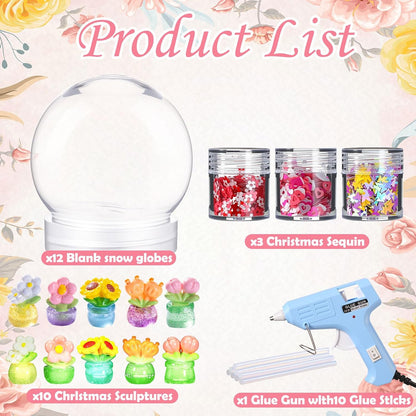 12 Sets DIY Duck Snow Globe Kit for Kids, 12 Globe Bottles, Glow in The Dark Duck Figurines, Glitter Sequins & Mini Hot Glue Gun, Summer Fun Craft Activity Set, Birthday Party Favor Gift