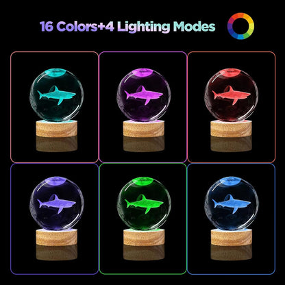 3D Solar System Crystal Ball Night Light with 16 Color LED Wooden Base, Upgraded 3.15 Inch Galaxy Planets Glass Ball Lamps with Remote for Birthday Christmas, Astronomy Space Gifts for Boys Girls