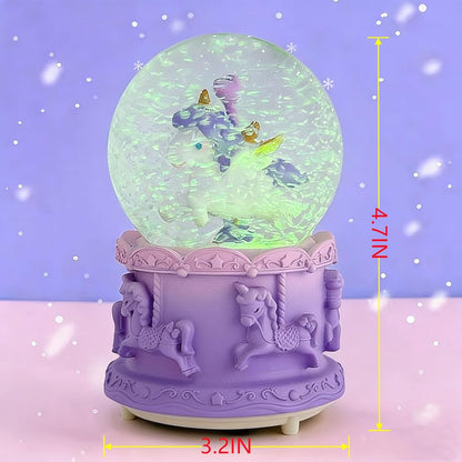 Unicorn Snow Globes for Girl,6.5IN Pink Music Snowglobes with LED Lights and Automatic Snowfall,Home Decor Glass Ball for Kids Bedroom Birthday for 5-18 Year Old Girl(6.5x4.1IN