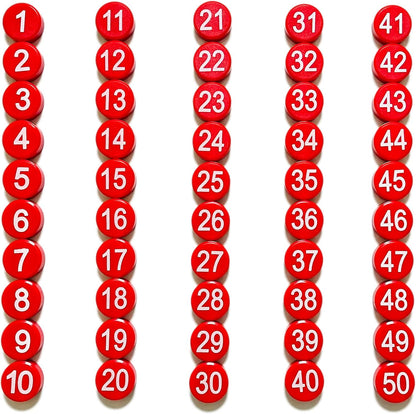 1-50 Magnetic Numbers, Magnets with Number for Dry Erase Boards, Round Number Refrigerator Magnets for Whiteboard in Home and Office (0.8" Diameter, Black)