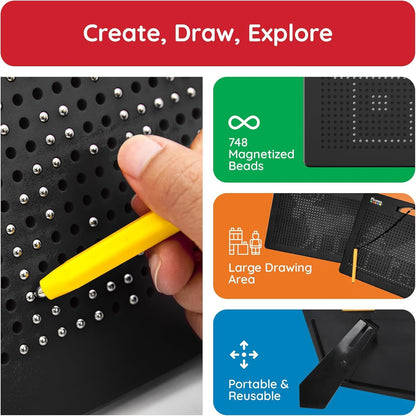 PicassoTiles 2PK 4-in-1 Magnetic Drawing Board 12x10 inch Large Magnet Tablet Pad with 4 Facings Lowercase & Uppercase Alphabets, Numbers, & Freestyle STEM Learning Writing Reading Playboard PTB06
