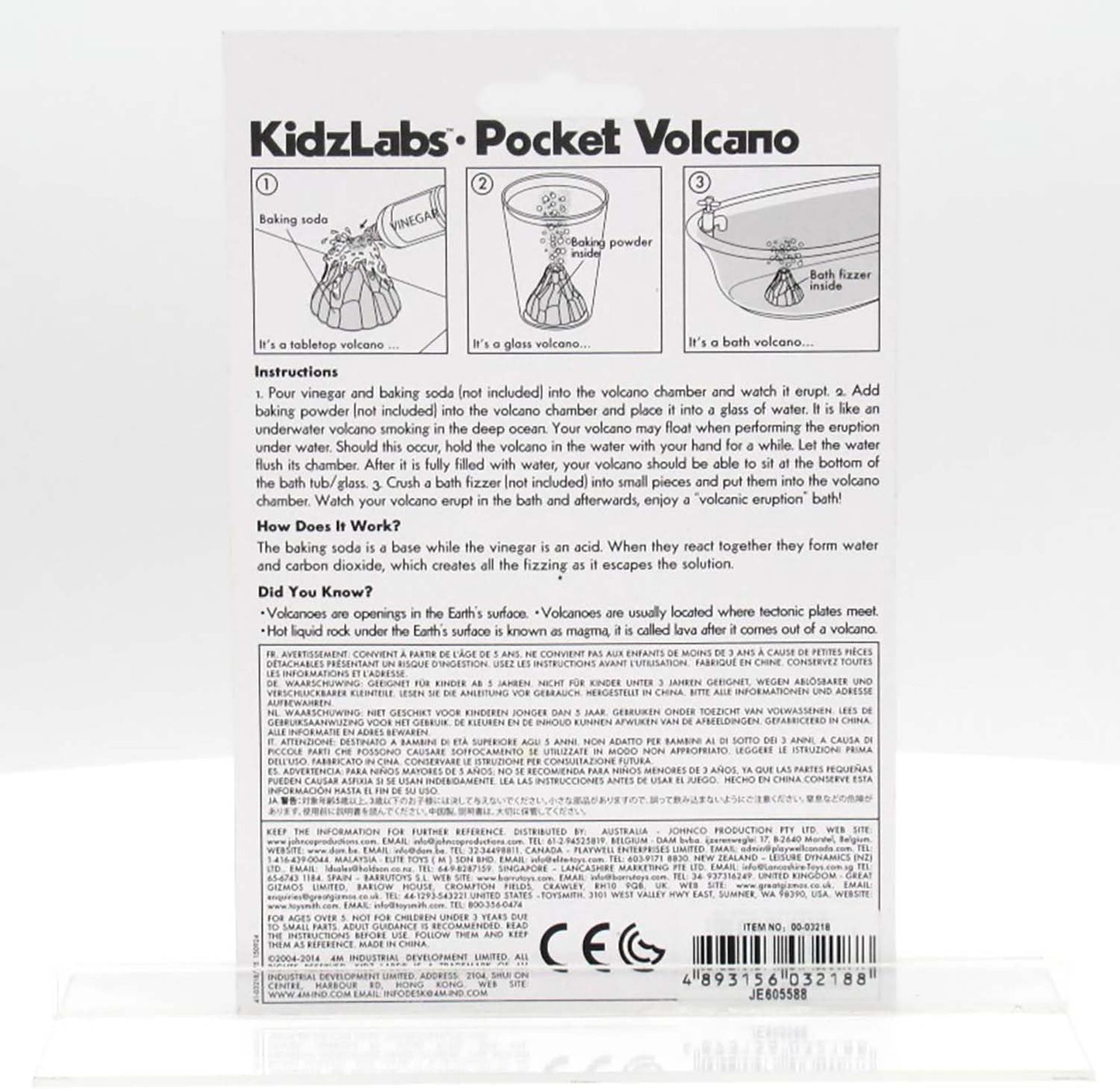 4M: KidzLabs: Pocket Volcano - Create Mini Tabletop Volcanic Eruptions, Baking Soda, Chemical Reactions Kit, STEM Science Activity Set, Kids Ages 5+
