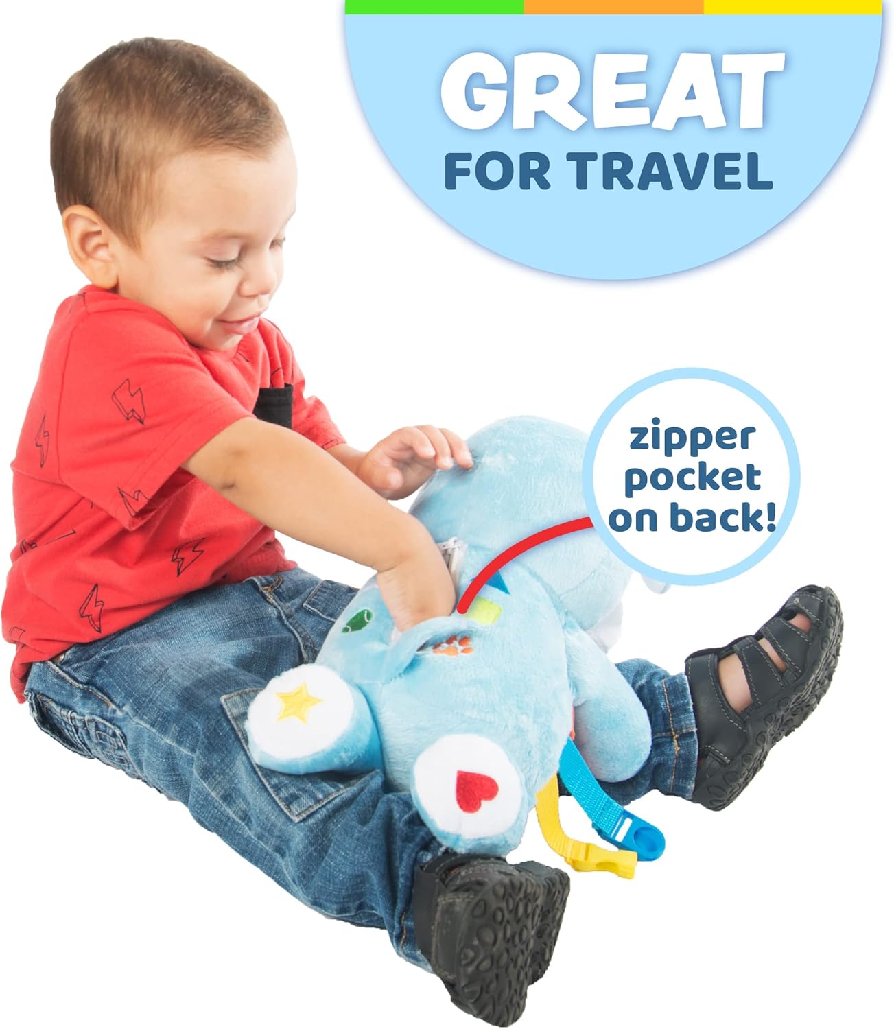 Buckle Toys Barkley Dog - Plush Animal Learning Toy - Develop Fine Motor Skills - Counting and Color Recognition Stuffed Animal - Perfect Travel Toddlers Essentials
