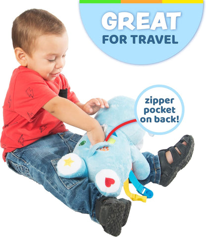 Buckle Toys Barkley Dog - Plush Animal Learning Toy - Develop Fine Motor Skills - Counting and Color Recognition Stuffed Animal - Perfect Travel Toddlers Essentials