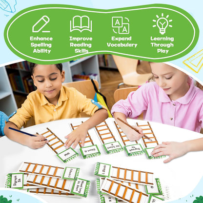 gisgfim 48 Word Ladders Flip Books Sight Words Flash Cards Kindergarten Reading and Spelling Games Phonics Games Flash Cards Preschool Learning Activities for Kindergarten Classroom