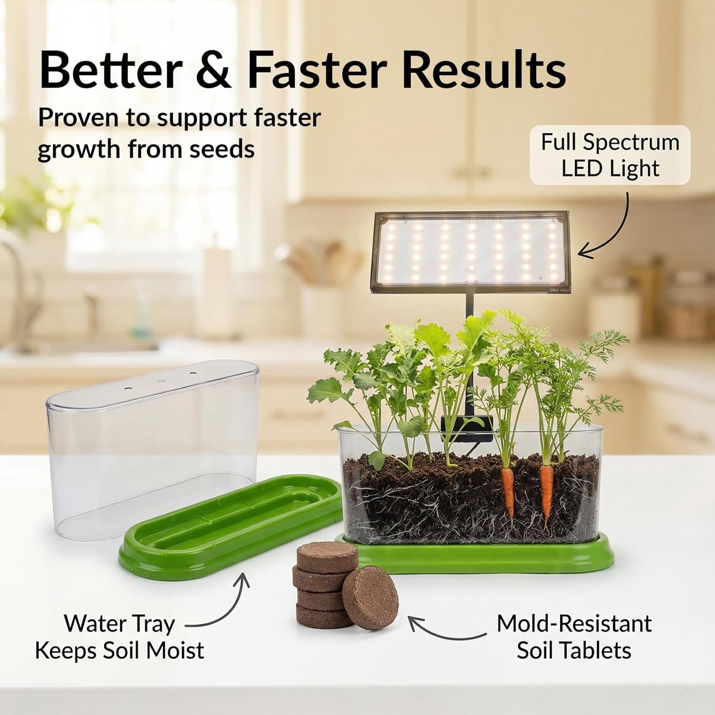 Plant Growing Kit with LED Grow Light & Root Viewing Window, Indoor Garden Kit for Beginners, Vegetable & Herb Garden, Indoor Gardening System, Soil & Seed Starter Germination Kit, Grow Your Own Plant