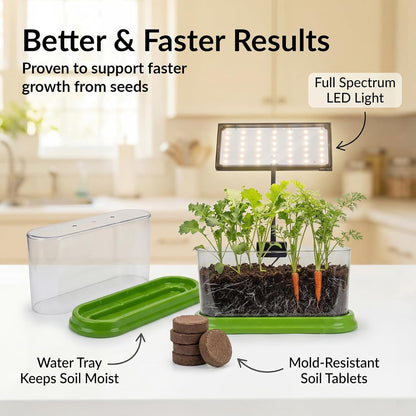 Plant Growing Kit with LED Grow Light & Root Viewing Window, Indoor Garden Kit for Beginners, Vegetable & Herb Garden, Indoor Gardening System, Soil & Seed Starter Germination Kit, Grow Your Own Plant