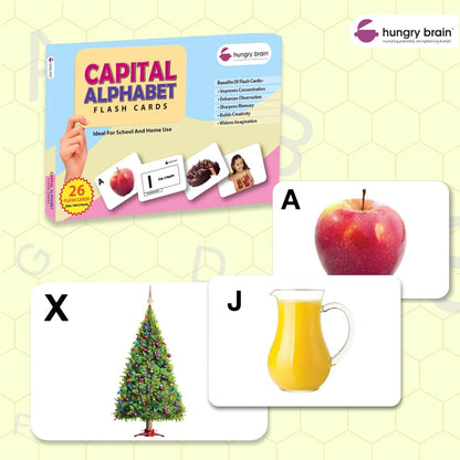 Hungry Brain Capital Alphabet High Contrast Baby Flash Cards 3 Months to 6 Years | Visual Stimulation Cards | Brain Development, Montessori Early Learning for Toddlers, Infants, Preschool Kids