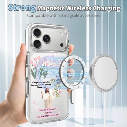 for iPhone 17 Pro Max Case [Compatible with Magsafe],Girls Women Clear Magnetic Case Silicone Shockproof Protective Cover with Pattern Colorful Motivational Letters