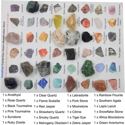 Rock & Mineral Collection Kit for Adults and Kids Natural Rocks for Tumbling Polishing Gemstone Raw Crystals Rough Stones for Wicca & Reiki (24Pcs)