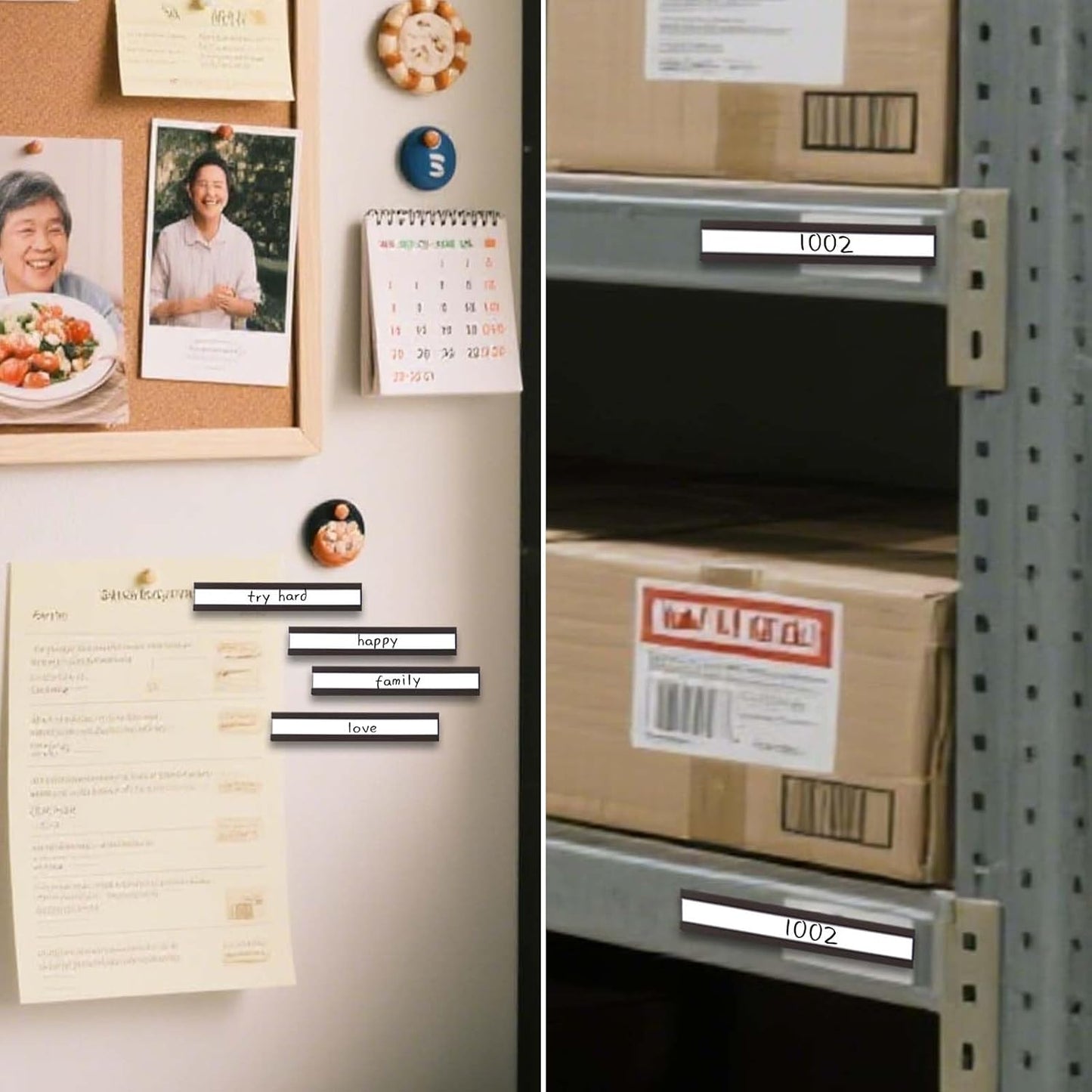 50 Pack Magnetic Label Holders, 'C' Channel Magnets Card Holders with Dry Erase Insert Label Card for Metal Racks and Shelves (1" x 2")