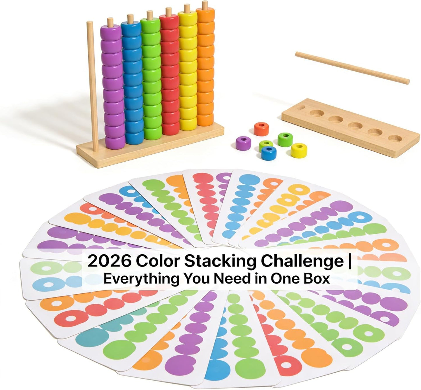 Orgonite Color Stack Game Challenge, Color Stacking Match Game Fast Pattern Matching Ring Stack Puzzle, Competitive Tabletop Brain Teaser for Family Game Night Stack Solve Set (1PCS)
