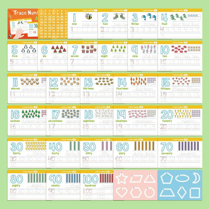 Lachilly 1-100 Double-Side Flashcards - Dry Erase Handwriting Practice Learning Tracing Number Flash Cards - Preschool Pre Kindergarten Educational Resources for Toddlers Age 3-5