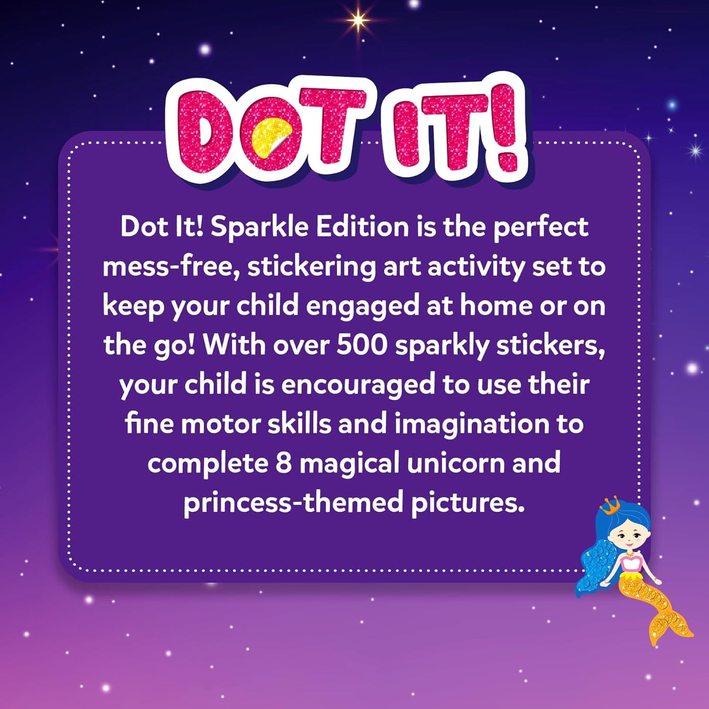 Skillmatics Dot It Sticker Art - Disney Princess, Mess-Free Fun for Kids, 500+ Stickers, Craft Kits, DIY Scrapbooking Activity, Gifts for Girls & Boys Ages 3, 4, 5, 6, 7