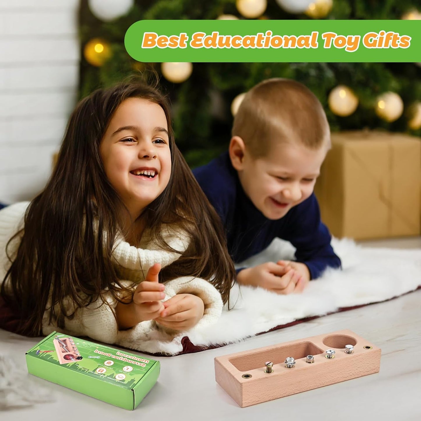 Montessori Screwdriver Board Set with Lock and Key, Montessori Toys for 3 4 5 Year Old, Wooden Screw Driver Activities Tools, Fine Motor Skills Preschool Learning Sensory Toy