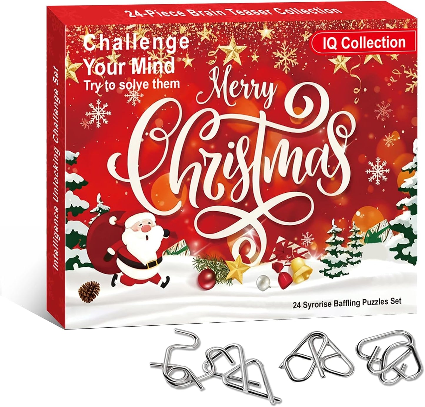 Metal Brain Teaser Puzzles Ring Educational Toys, Steel IQ Games Physics Mind Metal Puzzles for Adults, Unlock Interlock Game, Brain Teaser Puzzle for Party Favor Kids (A+B+C)