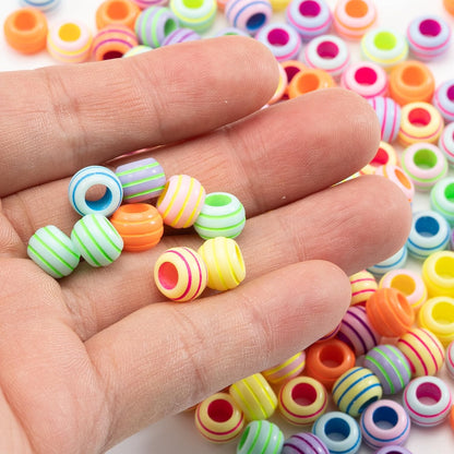 Gxueshan 1000 Pcs Acrylic Black Pony Beads 6x9mm Large Hole Pen Hair Kandi Beads Bulk for Friendship Bracelet Necklace Jewelry Making Earring Braiding Kit