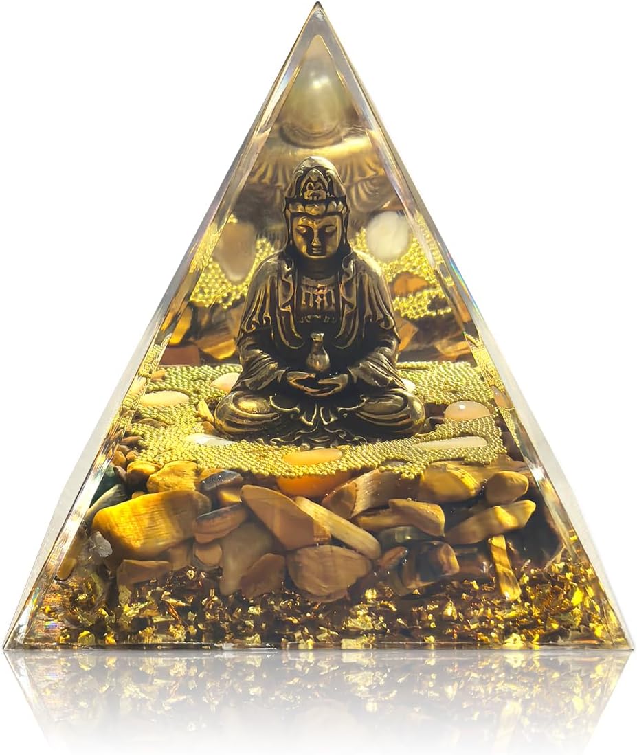 Crystals and Healing Stones, 9 Pcs Healing Crystals Set, 7 Chakra Crystal Stones Set Real Natural Selenite Pyramid Reiki Raw Rock Energy Protection Meditation with Wooden Box, Crystal Gifts for Women