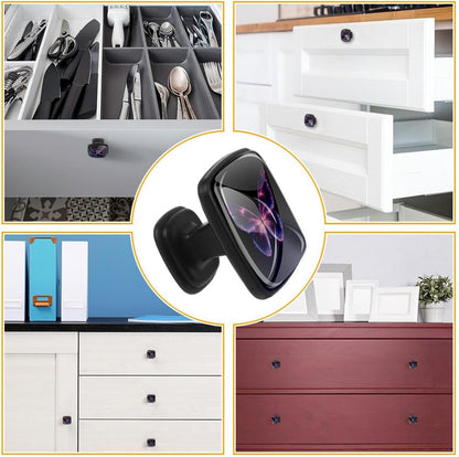 4 Pack Cabinet Knobs Drawer Pulls, 30mm Round ABS Glass Drawer Hardware Growing Purple Butterflies Cabinet Handles with Screws for Dressers Kitchens Cupboard