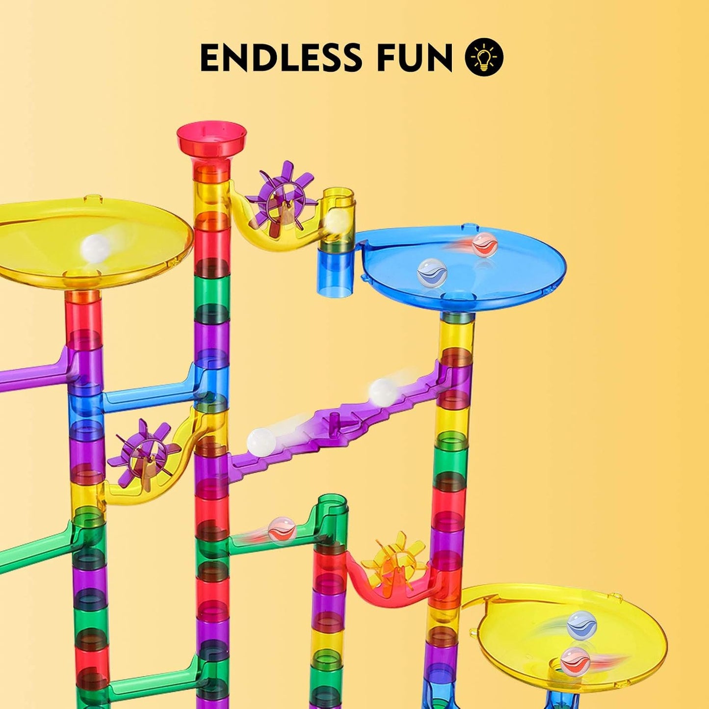 Magicfly Marble Run Set, 127 Pcs Marble Race Track for Kids with Glass Marbles, Ideal Gift for Christmas or Birthday