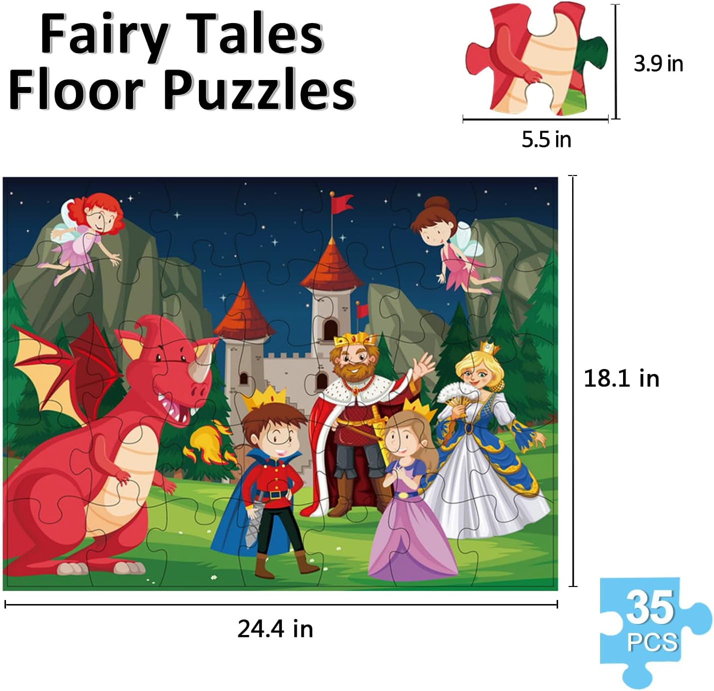 Jumbo Floor Puzzle for Kids, Large Jigsaw Puzzles 35 Piece for Kids Ages 3-5,Preschool Learning & Education Toys, Gifts for 4-8 Year Old Boys and Girls (Grassland Animal)