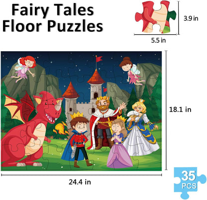 Jumbo Floor Puzzle for Kids, Large Jigsaw Puzzles 35 Piece for Kids Ages 3-5,Preschool Learning & Education Toys, Gifts for 4-8 Year Old Boys and Girls (Grassland Animal)