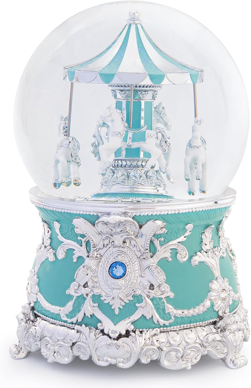 Carousel Music Box Gold & Ivory Christmas Snow Globes, 8.3" Rotate Carousel Snow Globe for Kids & Adults, Classic Wind up Musical Snow Globe Birthday Gifts for Women Girls, Carousel Horse Home Decor