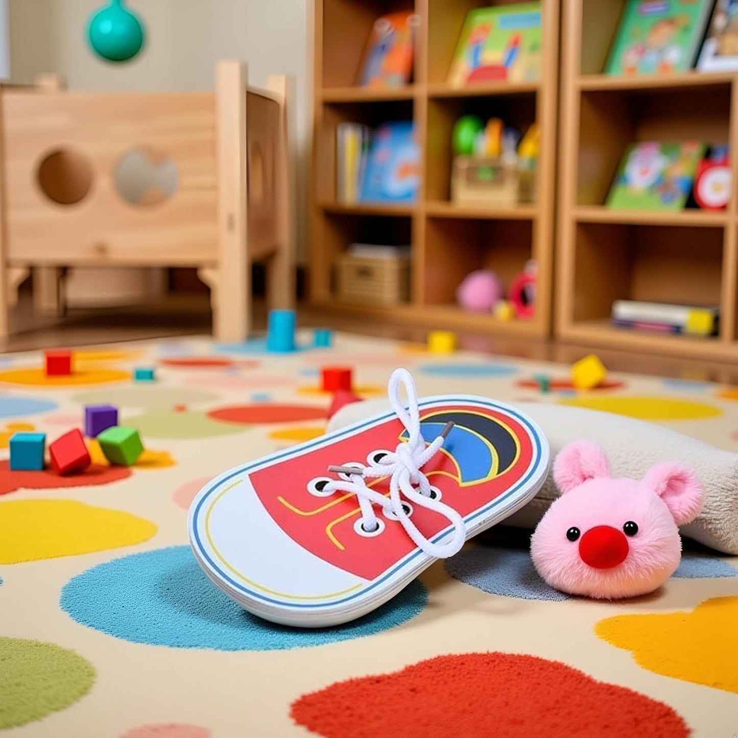 Shoe Tying Practice, Wooden Learn to Tie Your Own Shoes Threading Lacing Shoes Training Early Learning Kits, Decorative Accessories