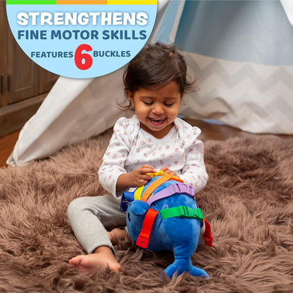 Buckle Toys - Bubbly Narwhal - Develop Fine Motor Skills - Sensory Learning Activity Toys - Toddler Plane Travel Essential