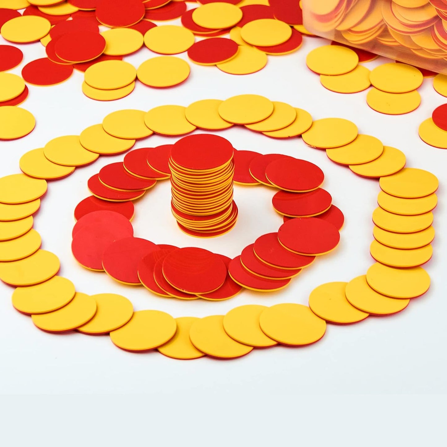 TOMMYHOME Plastic Two-Color Counter,Red/Yellow Two Side 1000 PCS,Counting Manipulatvies, Math Counters for Kids, Counting Chips