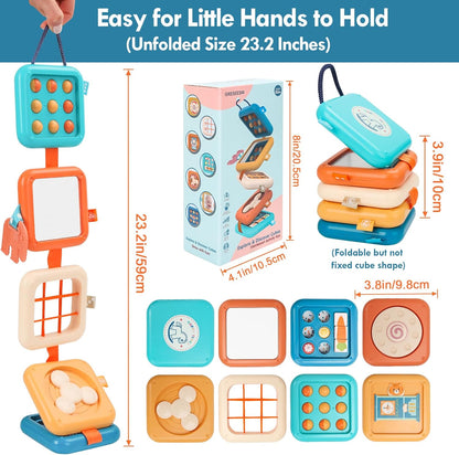 GRESEESM Montessori Busy Board for 1 Year Old, Toddlers Travel Toys for Ages 1–3, Sensory Activity Board for Airplane and Car, Baby Gifts for Boys Girls, Easter Basket & Stocking Stuffers