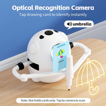 Drawing Robot for Kids with Camera Recognition, Interactive Educational Drawing Machine with 150 Cards, Montessori Painting Learning Toys for Ages 3+, Birthday for Boys Girls (Yellow)