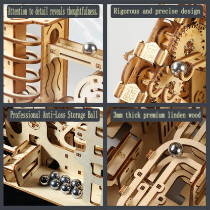 Adult 3D Wooden Spiral Walkway Marble Run Assembly Kit, DIY Mechanical Model Building Set, Educational STEM Puzzle Desktop Toy, Birthday Gift for Teens Aged 14 and up, All-new Upgraded Deluxe Edition