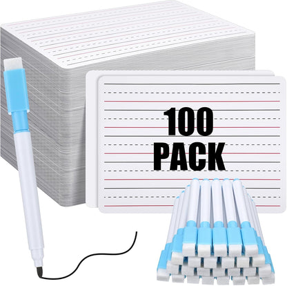 ReliThick 25 Pcs Lined Dry Erase Board with Markers 9 x 12 Double Sided Whiteboards Dry Erase Lapboards with Lines Ruled Writing Board Handwriting Practice