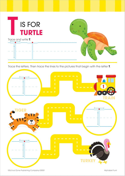 School Zone Alphabet Fun! Write & Reuse Workbook: 26 Wipe-Clean Pages, Preschool, Kindergarten, Write-On Learning, Write and Wipe, Alphabetical Order, Phonics, Printing & Tracing Letters, Ages 4-6