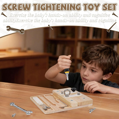 Busy Board,Montessori Screwdriver Board for Kids,Montessori Fine Motor Skills Toy, Screwd Tool Set, Sensory Toy for Toddlers,Educational Activity Set for Educational Preschool Gift for Boys