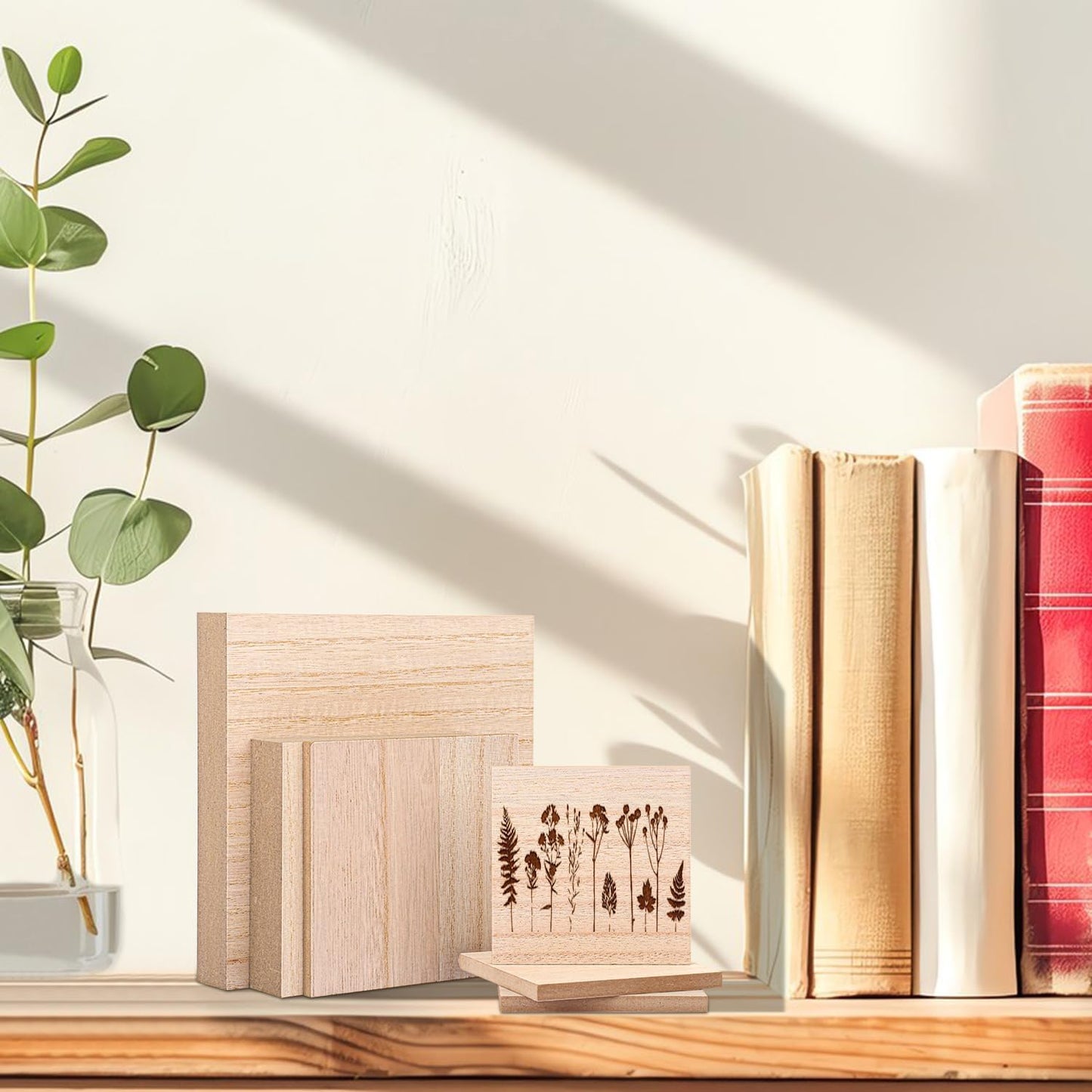10 Pack Unfinished MDF Wood Rectangle Blocks, 3 x 10 Inch Wooden Blocks for Crafts, DIY Projects, and Custom Decor