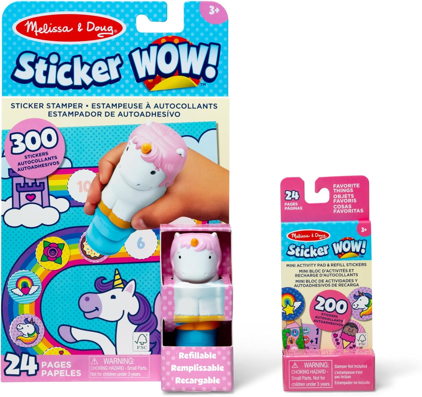 Melissa & Doug Sticker Wow!™ Sticker Stamper and 24-Page Activity Pad, 300 Stickers, Arts and Crafts Fidget Toy Collectible Character – Dinosaur - for Kids Ages 3+ - FSC Certified