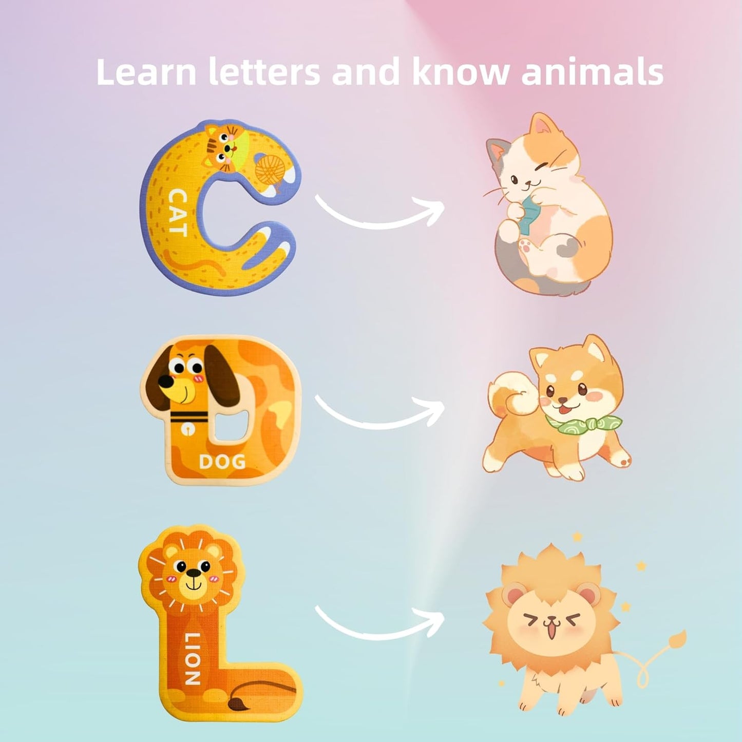 EHR Magnetic Letters, Colorful ABC Animal Alphabet Fridge Magnets, Suitable for Toddlers Aged 3 4 5 (Uppercase Letter)