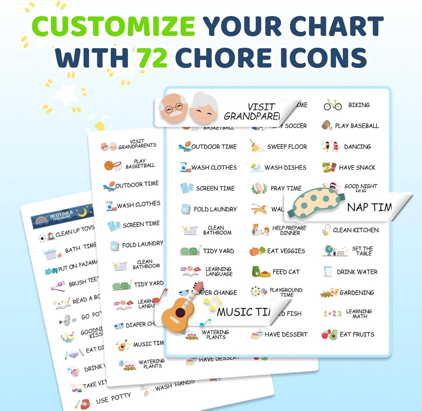 Upgraded Slider 3 in 1 Bedtime/Morning/Daily Routine Chart for Kids, Magnetic Chore Chart for Kids, Visual Schedule for Kids Toddlers Schedule Board for Home
