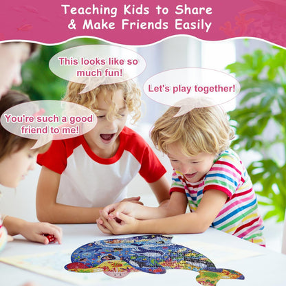Dinosaur Puzzles for Kids Ages 6-8 Years Old 295 Piece Jigsaw Puzzles Unique Animal Shape Floor Puzzle Ages 8-10 Learning Educational Toys Birthday Gift for Boys Girls Ages 10-12