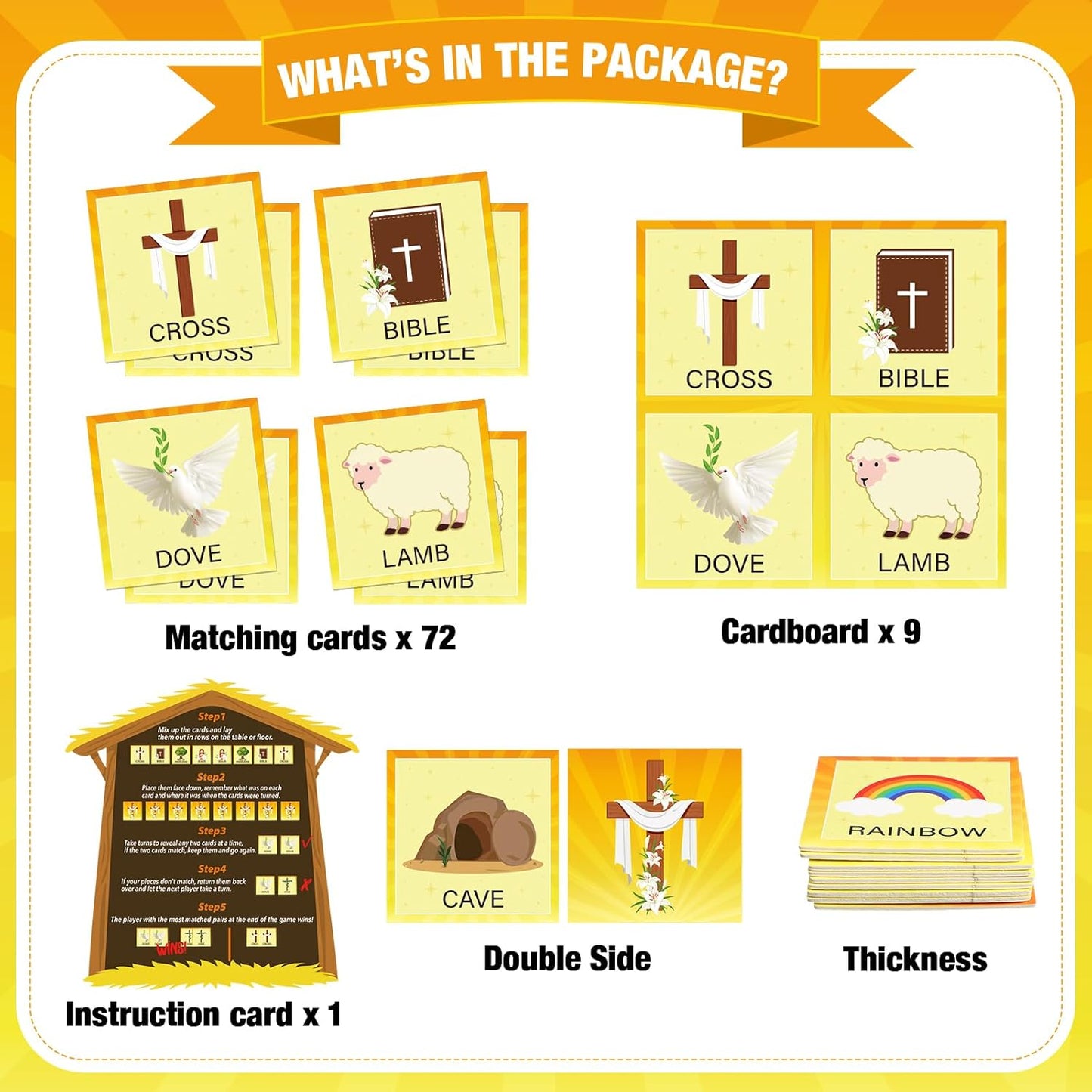 Fuutreo 82 Pcs Christian Memory Matching Games Religious Bible Matching Cards Memory Game Concentration Cards for Winter Holiday Educational Gifts Family Supplies