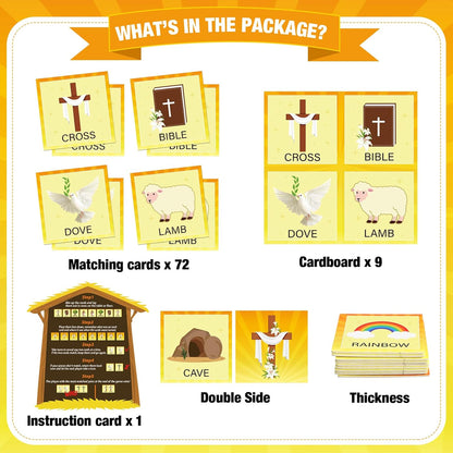 Fuutreo 82 Pcs Christian Memory Matching Games Religious Bible Matching Cards Memory Game Concentration Cards for Winter Holiday Educational Gifts Family Supplies