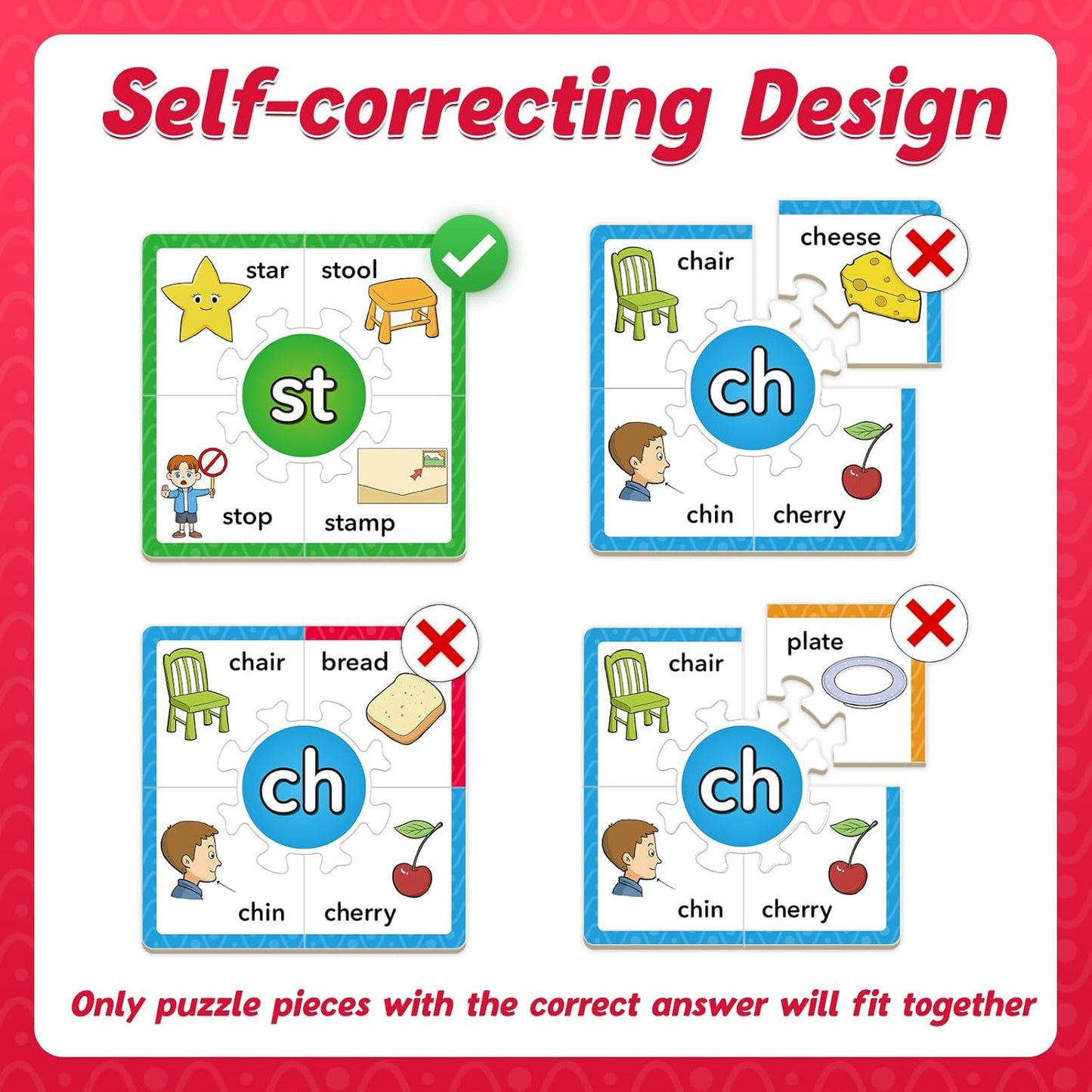 Torlam Phonics Puzzle, Rhyming Games Phonics Games Flash Cards for Kids Toddler, Learn to Read Spelling Reading Sight Words, Long Vowel Silent E Site Words for Preschool Kindergarten Homeschool