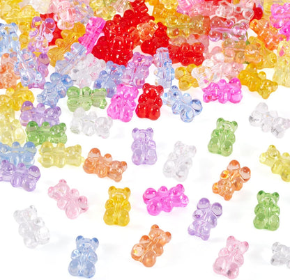Kissitty 100Pcs Clear Acrylic Bear Beads Cute Bears Loose Beads Bulk Transparent Gummy Bear Spacer Bead Counting Bears for Bracelet Adults Necklace Earring Crafts Bag Key Chain DIY Jewelry Making