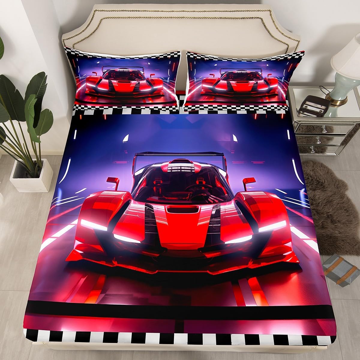 Feelyou Drum Kit Bedding Set Musical Instruments Sheets for Kids Boys Girls Classical Rock Music Bed Sheets Vinyl Record Sheets Set Bedroom Collection 4Pcs Full Size