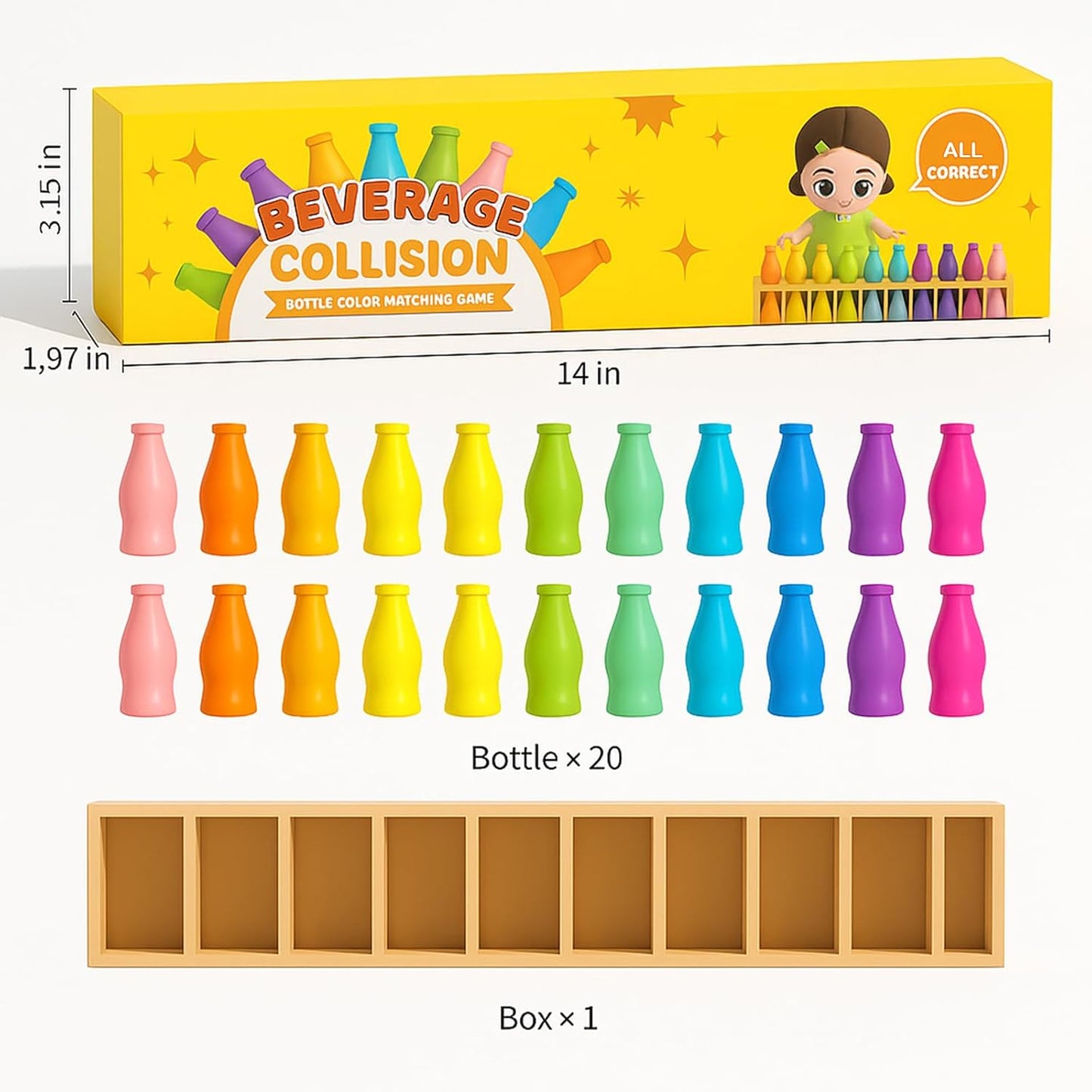 Bottle Color Match Game, Fun Family Board Game for Kids 8-12, 2-4 Player Bottle Collision Game for Kids and Adults, Perfect for Travel Camping Holidays Party Night
