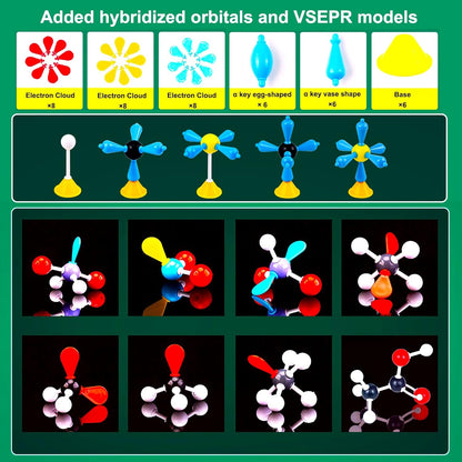 EXBEPE Comprehensive Chemistry Molecular Model Kit 406pc Organic and Inorganic STEM Set,Middle,High School,and College Supplies, Educational Science Set Learning Structure and Reactions Student Gifts